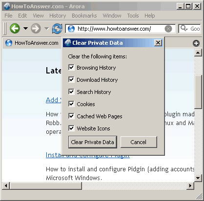 Clear Private Data in Arora