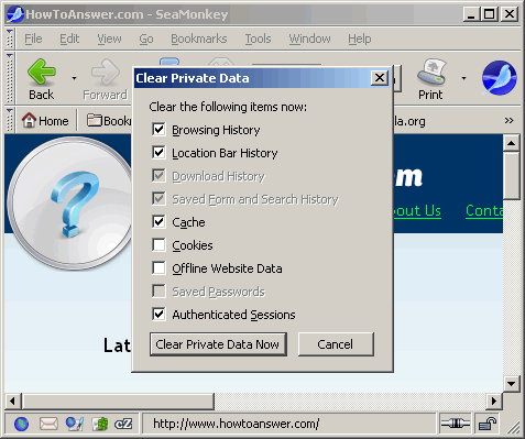 Clear Private Data in SeaMonkey