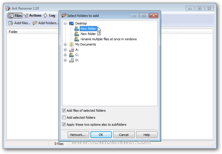Adding folders in AntRenamer software